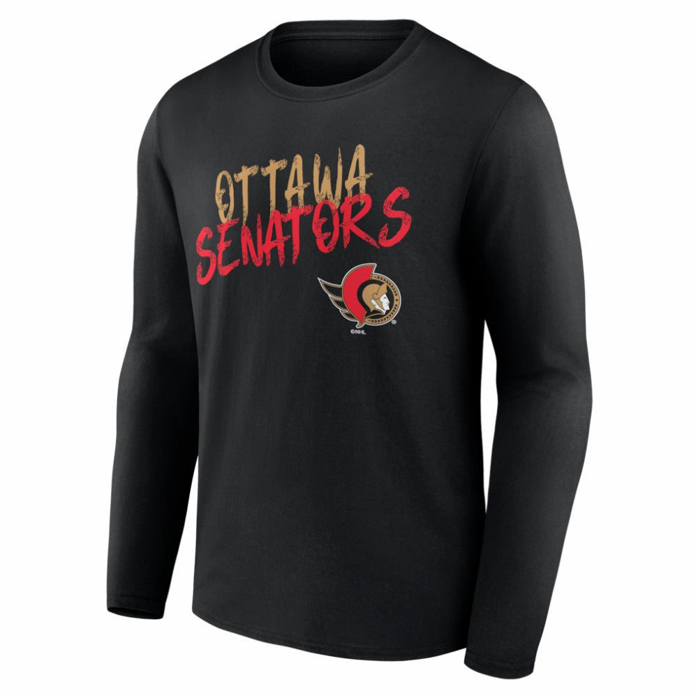 Ottawa Senators Hustle Personalized Name & Number Long Sleeve T-Shirt - Black T-shirts