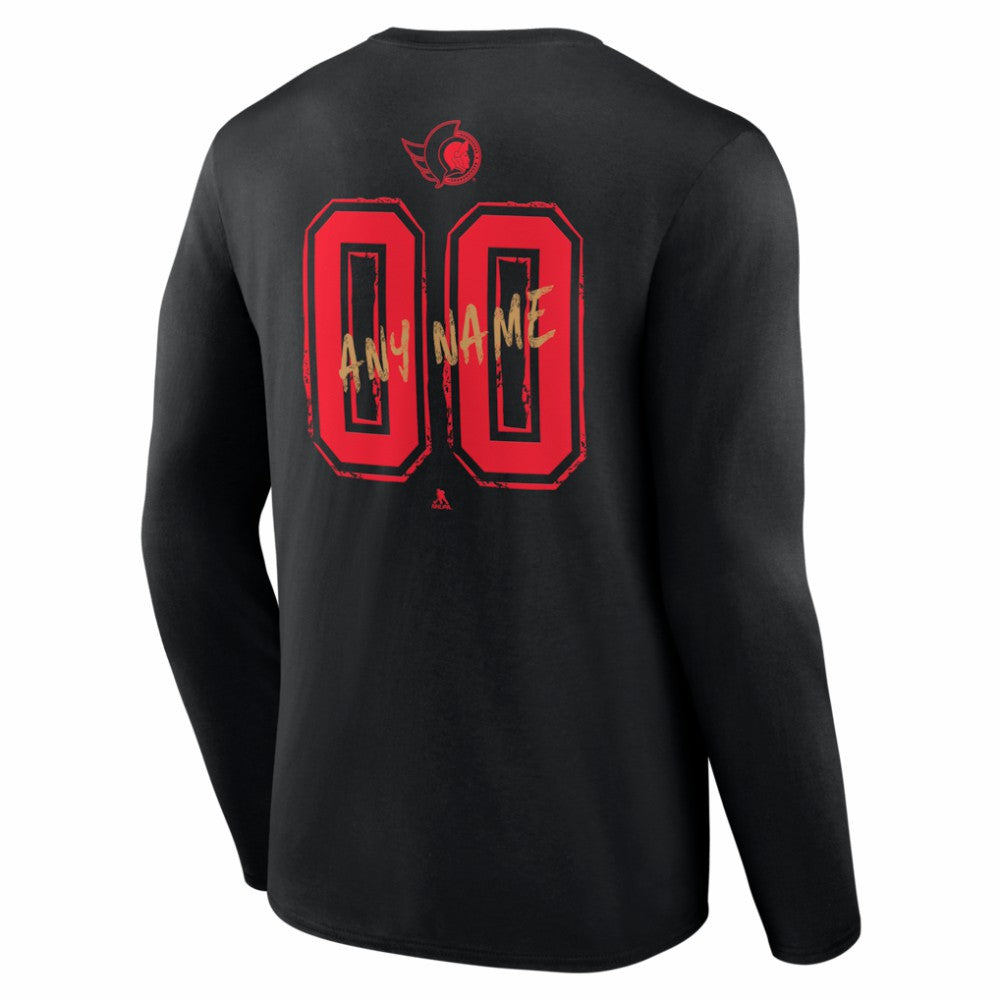 Ottawa Senators Hustle Personalized Name & Number Long Sleeve T-Shirt - Black T-shirts