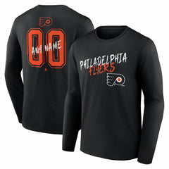 Philadelphia Flyers Hustle Personalized Name & Number Long Sleeve T-Shirt - Black T-shirts