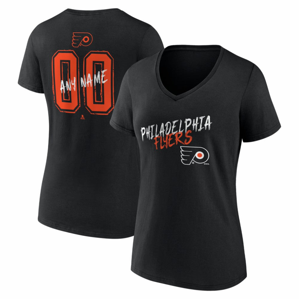 Philadelphia Flyers Women's Hustle Personalized Name & Number V-Neck T-Shirt - Black T-shirts