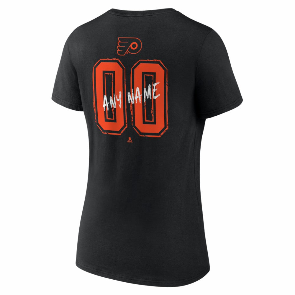 Philadelphia Flyers Women's Hustle Personalized Name & Number V-Neck T-Shirt - Black T-shirts