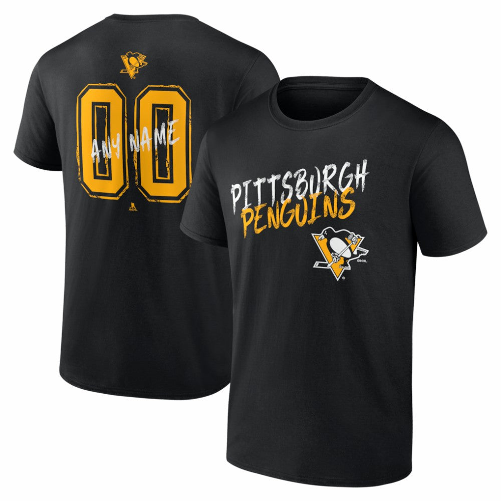 Pittsburgh Penguins Hustle Personalized Name & Number T-Shirt - Black T-shirts