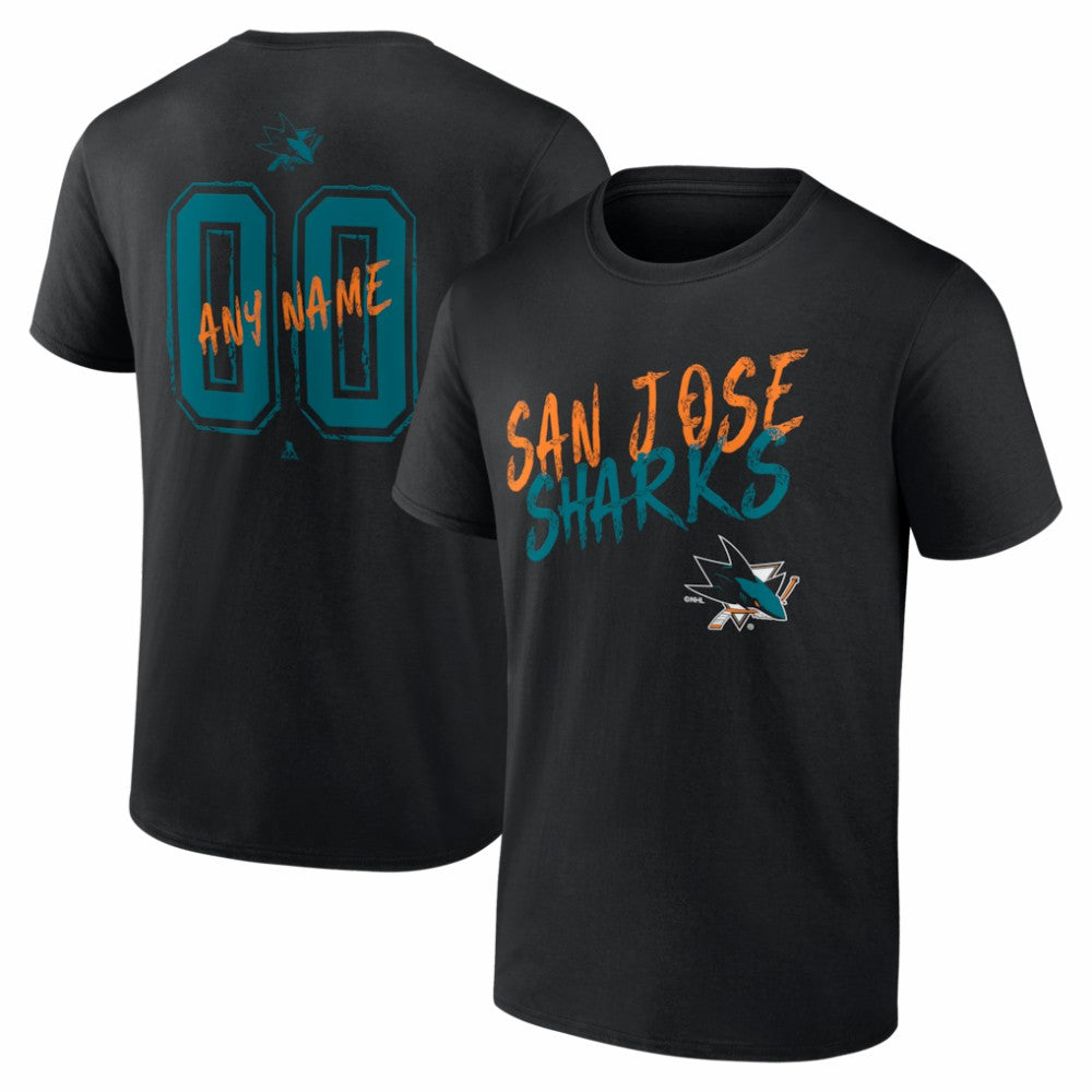 San Jose Sharks Big & Tall Hustle Personalized Name & Number T-Shirt - Black T-shirts