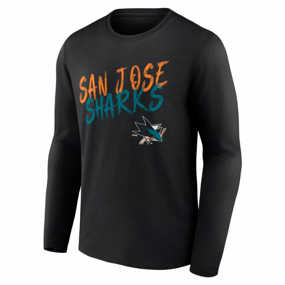 San Jose Sharks Hustle Personalized Name & Number Long Sleeve T-Shirt - Black T-shirts