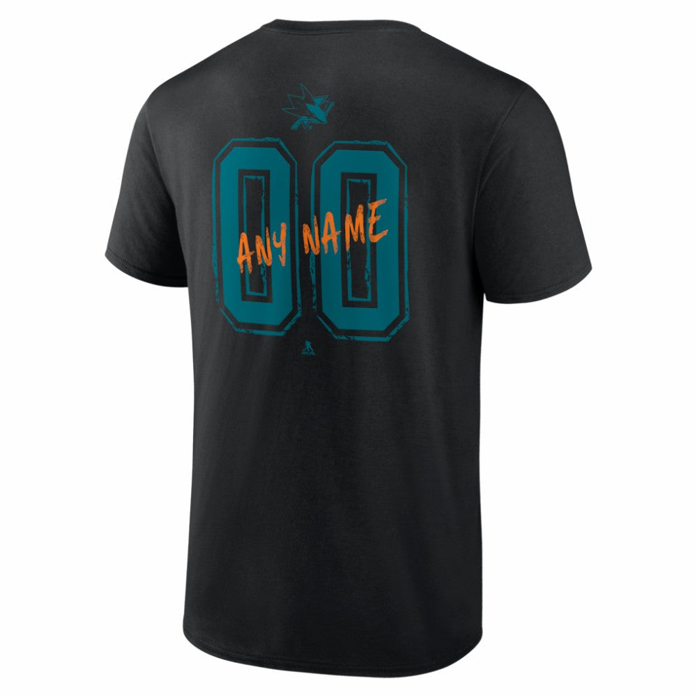 San Jose Sharks Hustle Personalized Name & Number T-Shirt - Black T-shirts