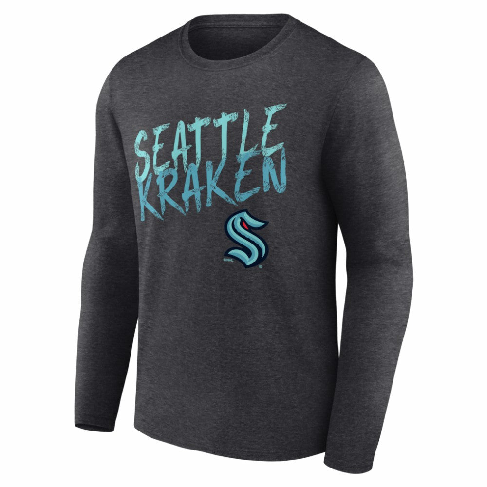 Seattle Kraken Hustle Personalized Name & Number Long Sleeve T-Shirt - Charcoal T-shirts