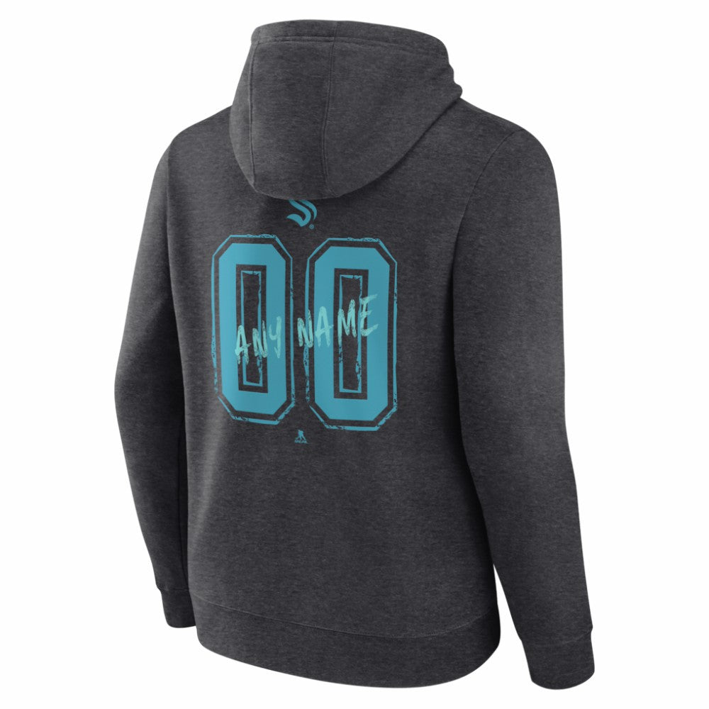 Seattle Kraken Hustle Personalized Name & Number Hoodie - Charcoal Hoodies