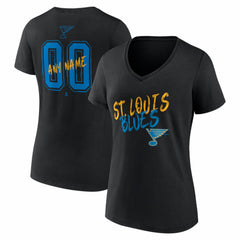 St. Louis Blues Women's Hustle Personalized Name & Number V-Neck T-Shirt - Black T-shirts