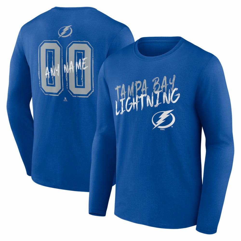 Tampa Bay Lightning Hustle Personalized Name & Number Long Sleeve T-Shirt - Blue T-shirts