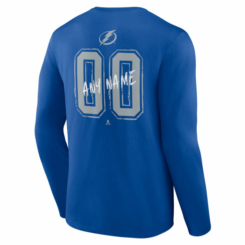 Tampa Bay Lightning Hustle Personalized Name & Number Long Sleeve T-Shirt - Blue T-shirts