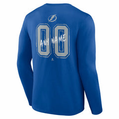 Tampa Bay Lightning Hustle Personalized Name & Number Long Sleeve T-Shirt - Blue T-shirts