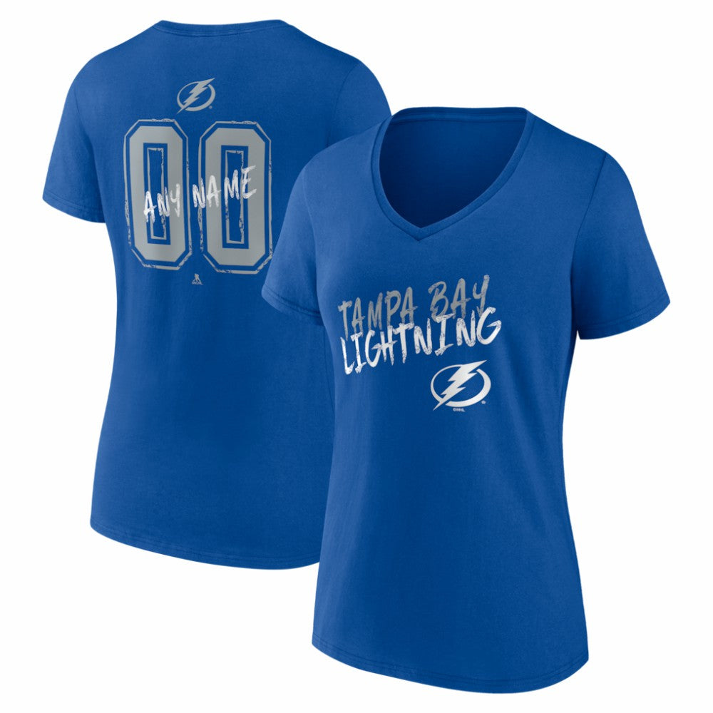 Tampa Bay Lightning Women's Hustle Personalized Name & Number V-Neck T-Shirt - Blue T-shirts
