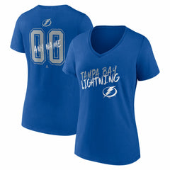 Tampa Bay Lightning Women's Hustle Personalized Name & Number V-Neck T-Shirt - Blue T-shirts