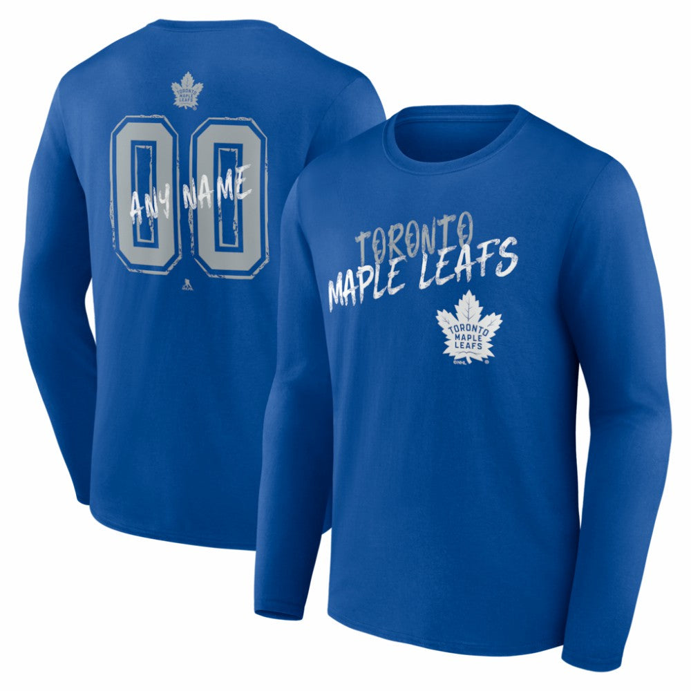 Toronto Maple Leafs Hustle Personalized Name & Number Long Sleeve T-Shirt - Blue T-shirts