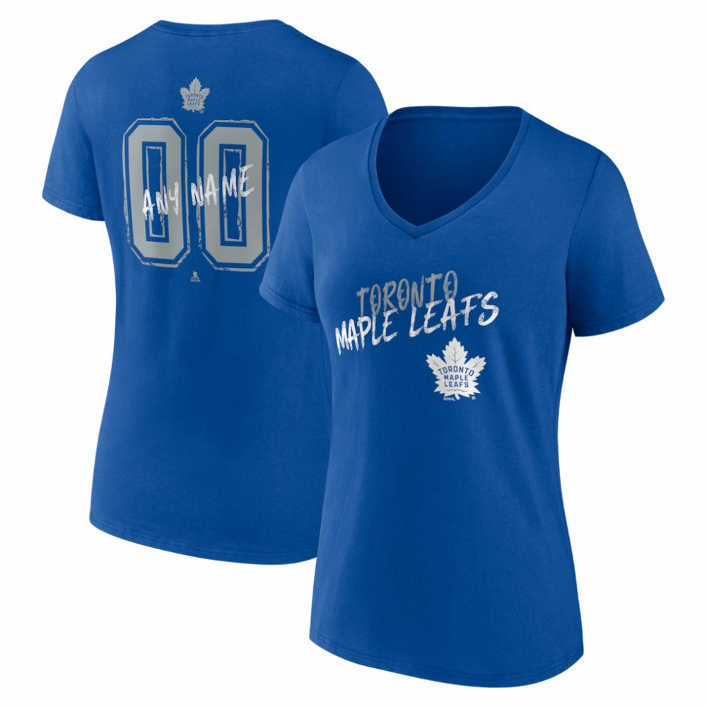 Toronto Maple Leafs Women's Hustle Personalized Name & Number V-Neck T-Shirt - Blue T-shirts