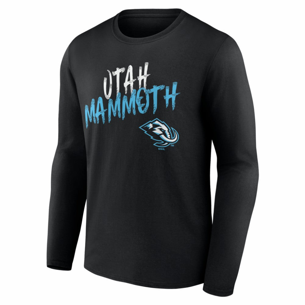 Utah Mammoth Hustle Personalized Name & Number Long Sleeve T-Shirt - Black T-shirts