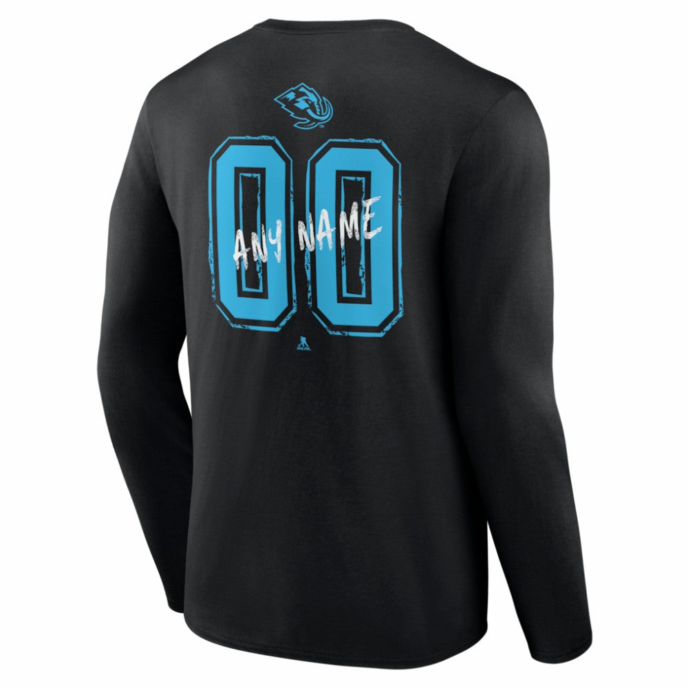 Utah Mammoth Hustle Personalized Name & Number Long Sleeve T-Shirt - Black T-shirts