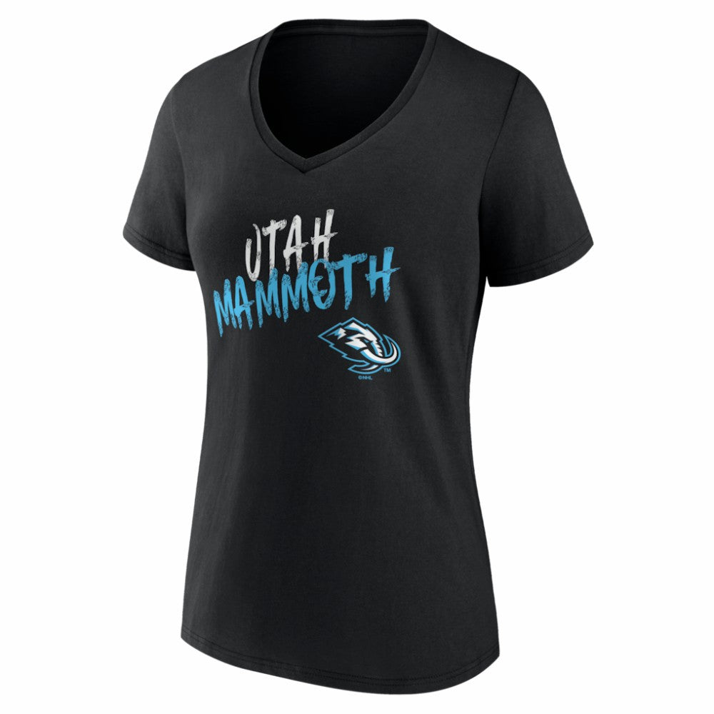 Utah Mammoth Women's Hustle Personalized Name & Number V-Neck T-Shirt - Black T-shirts