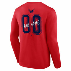 Washington Capitals Hustle Personalized Name & Number Long Sleeve T-Shirt - Red T-shirts