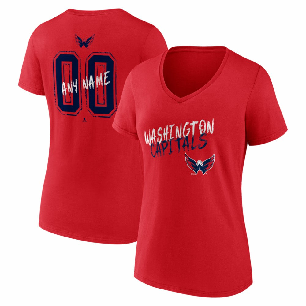 Washington Capitals Women's Hustle Personalized Name & Number V-Neck T-Shirt - Red T-shirts
