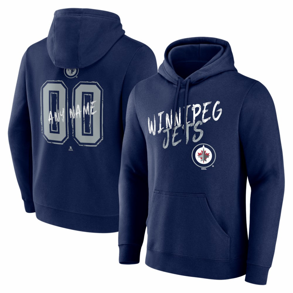 Winnipeg Jets Big & Tall Hustle Personalized Name & Number Hoodie - Navy Hoodies