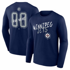 Winnipeg Jets Hustle Personalized Name & Number Long Sleeve T-Shirt - Navy T-shirts