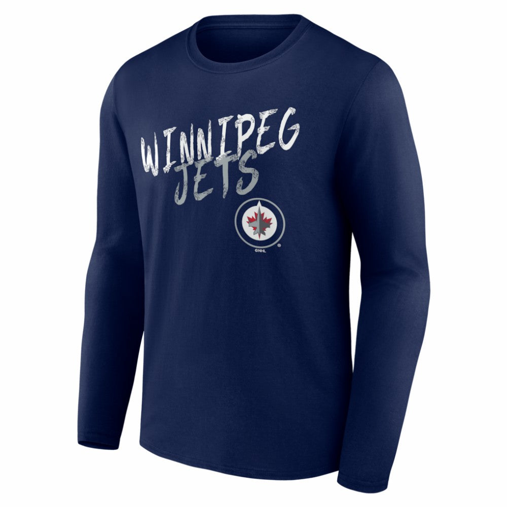 Winnipeg Jets Hustle Personalized Name & Number Long Sleeve T-Shirt - Navy T-shirts