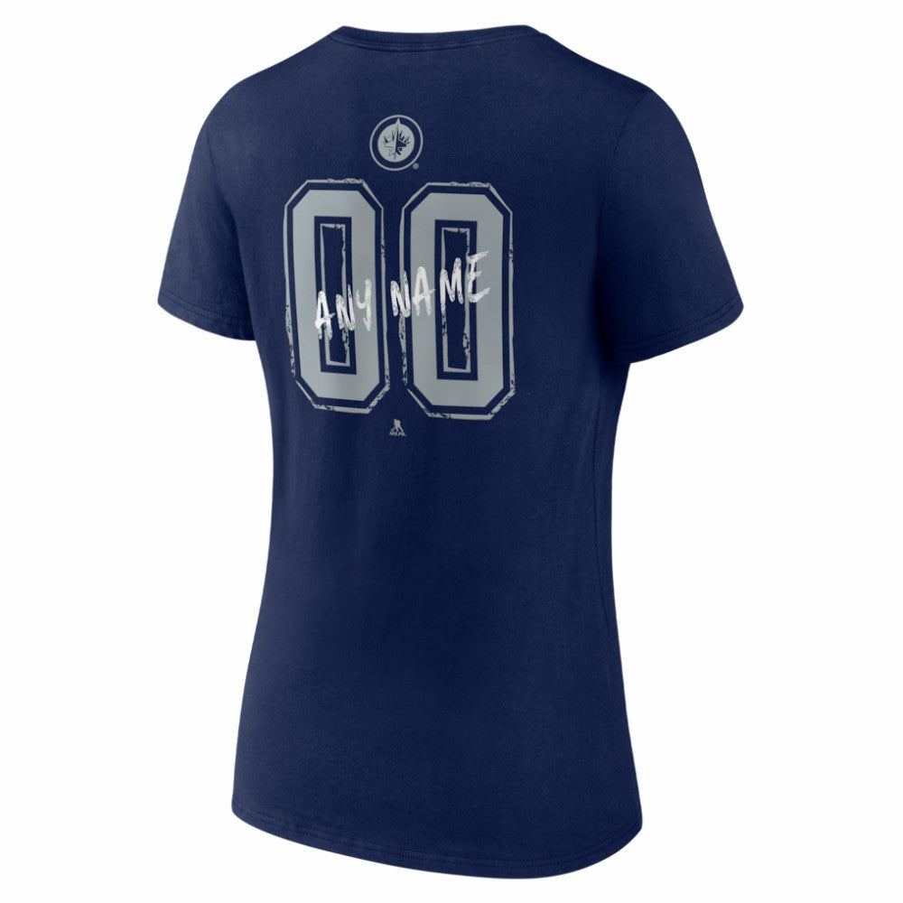 Winnipeg Jets Women's Hustle Personalized Name & Number V-Neck T-Shirt - Navy T-shirts