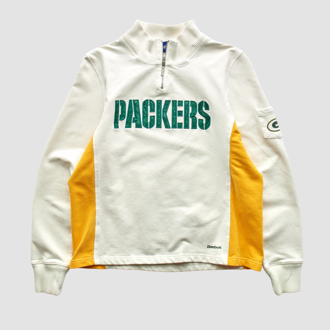 Green Bay Packers Reebok 2000s 1/4 Zip Sweatshirt - White Vintage discount