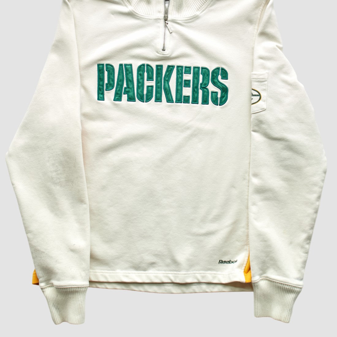 Green Bay Packers Reebok 2000s 1/4 Zip Sweatshirt - White Vintage discount