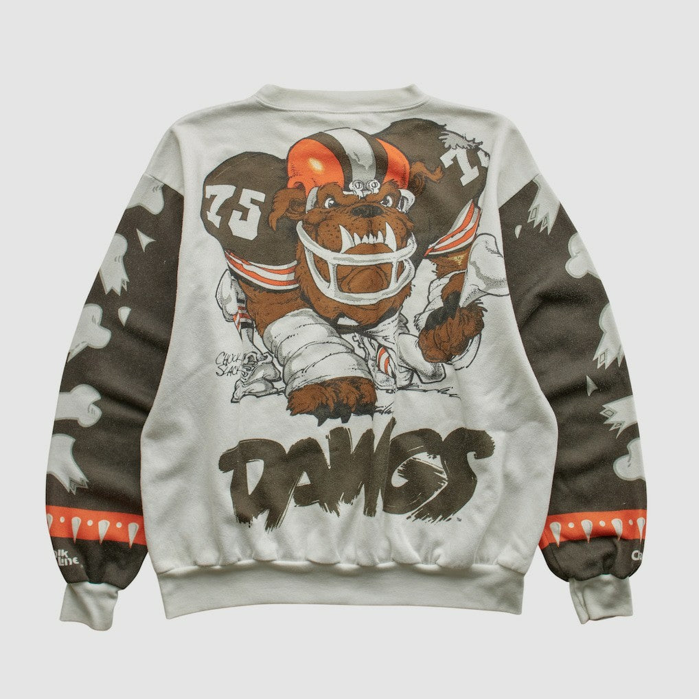 Cleveland Browns Chalk Line 90s Pullover Sweatshirt - White Vintage discount