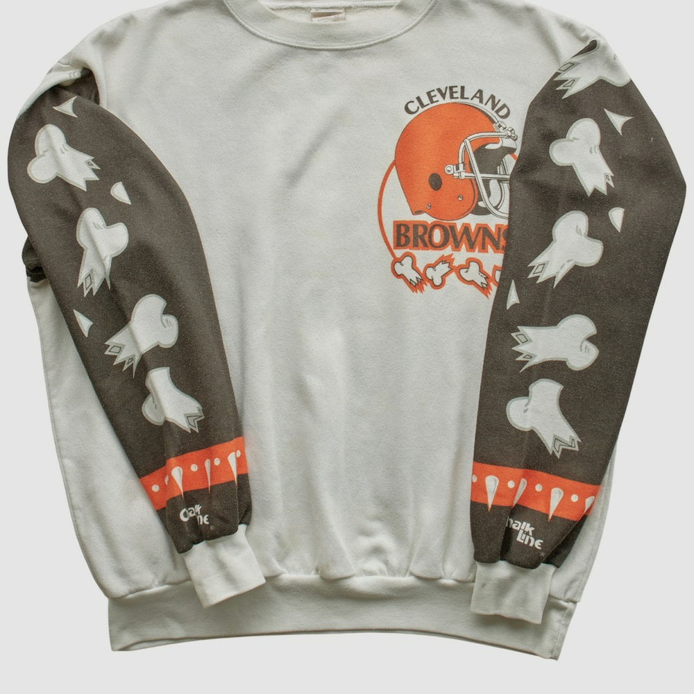 Cleveland Browns Chalk Line 90s Pullover Sweatshirt - White Vintage discount