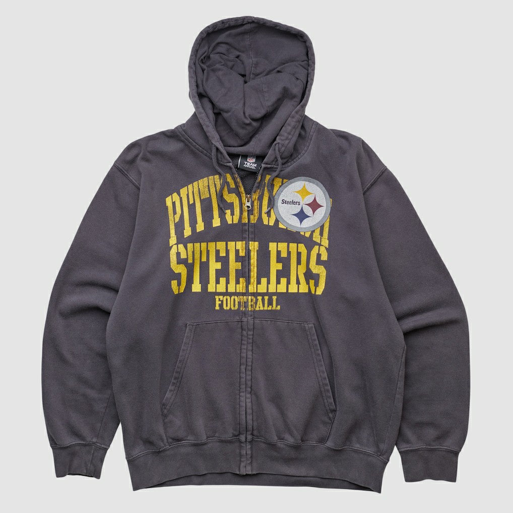 Pittsburgh Steelers NFL 2010s Hooded Full Zip Sweatshirt - Gray Vintage outlet