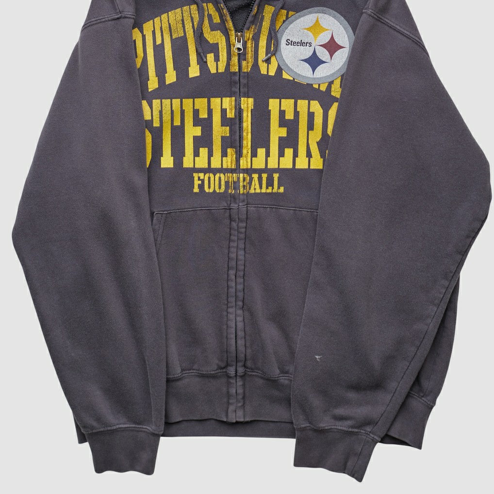 Pittsburgh Steelers NFL 2010s Hooded Full Zip Sweatshirt - Gray Vintage outlet