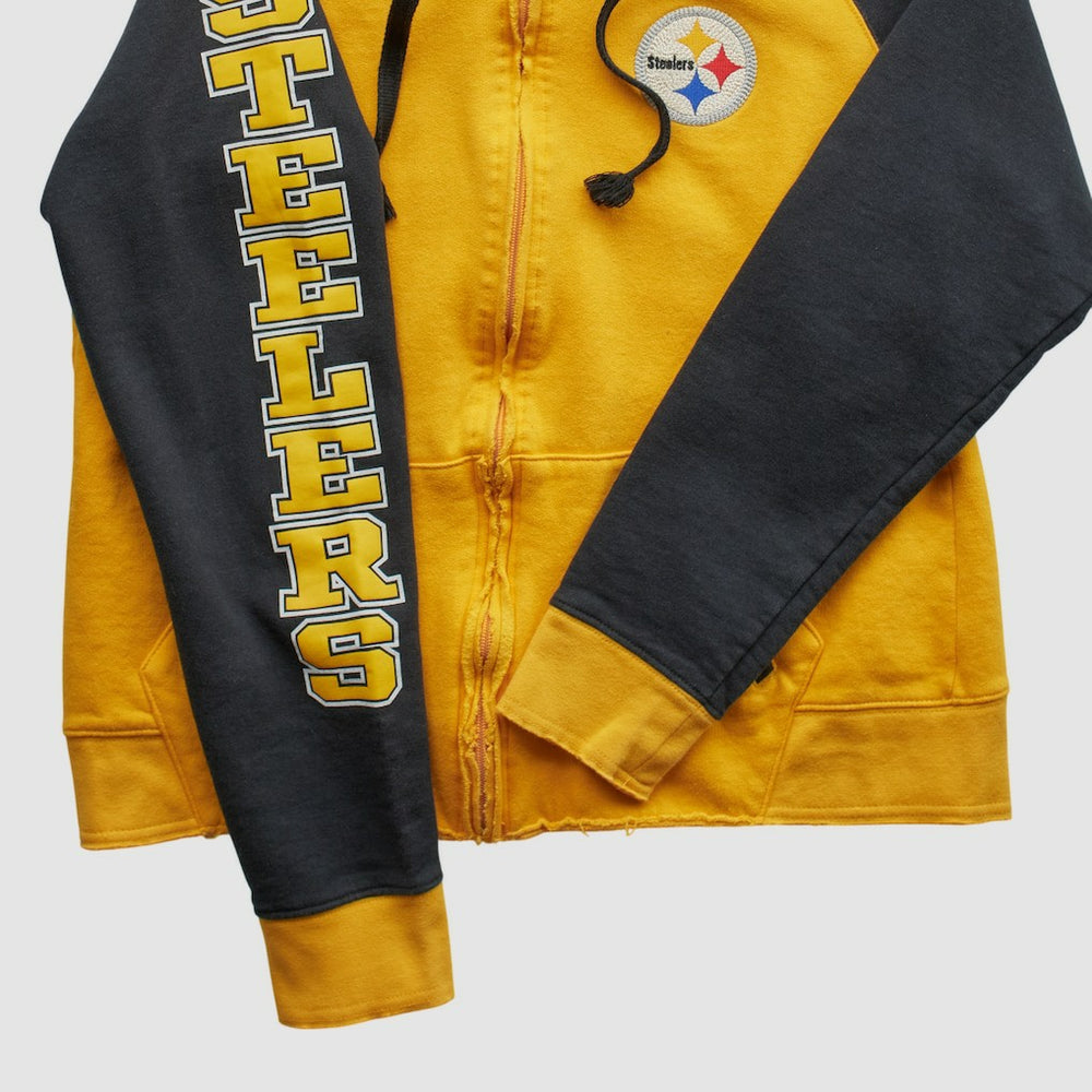 Pittsburgh Steelers Reebok 2000s Hooded Full Zip Sweatshirt - Yellow Vintage discount