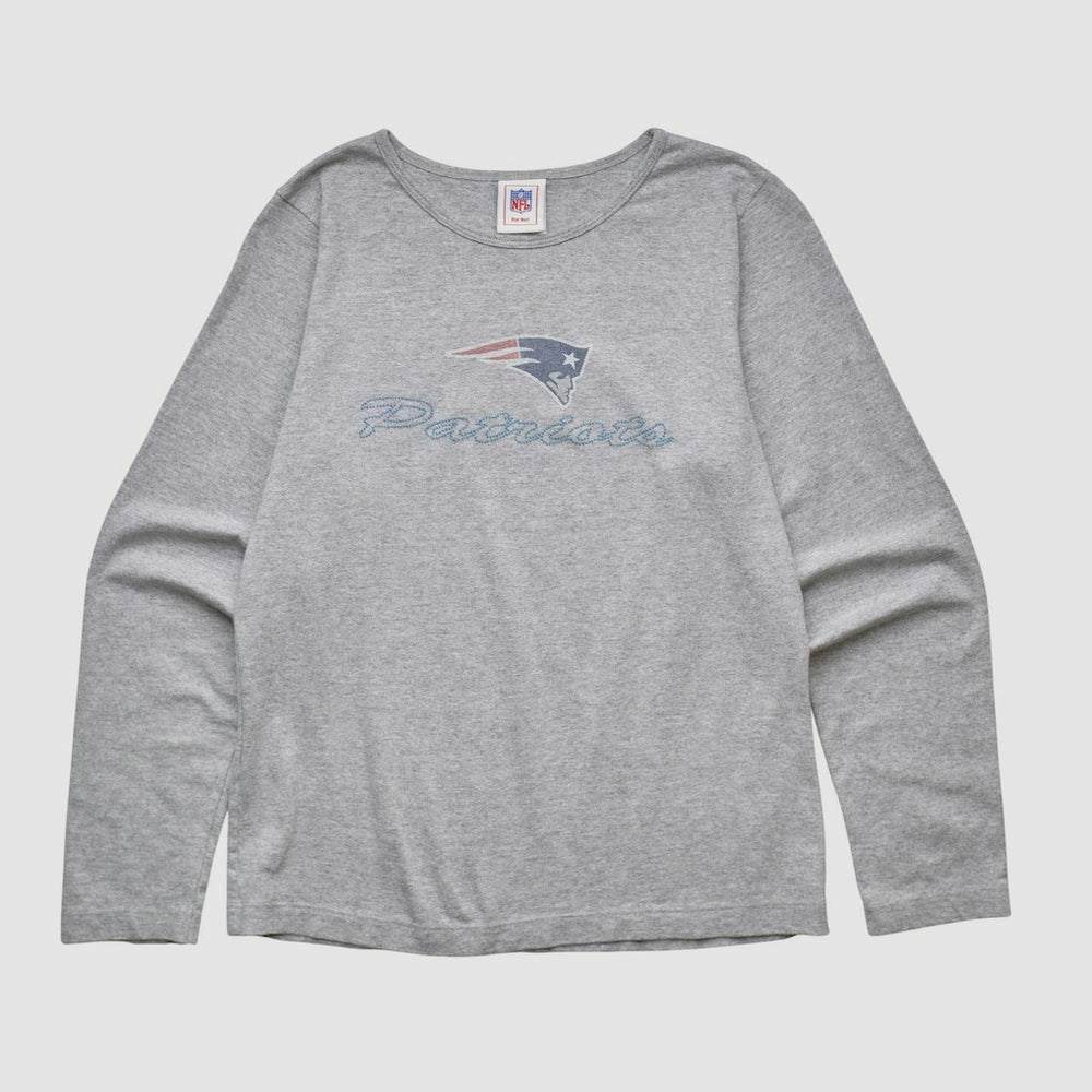 New England Patriots NFL 2000s Long Sleeve T-shirt - Heather Gray Vintage cheap