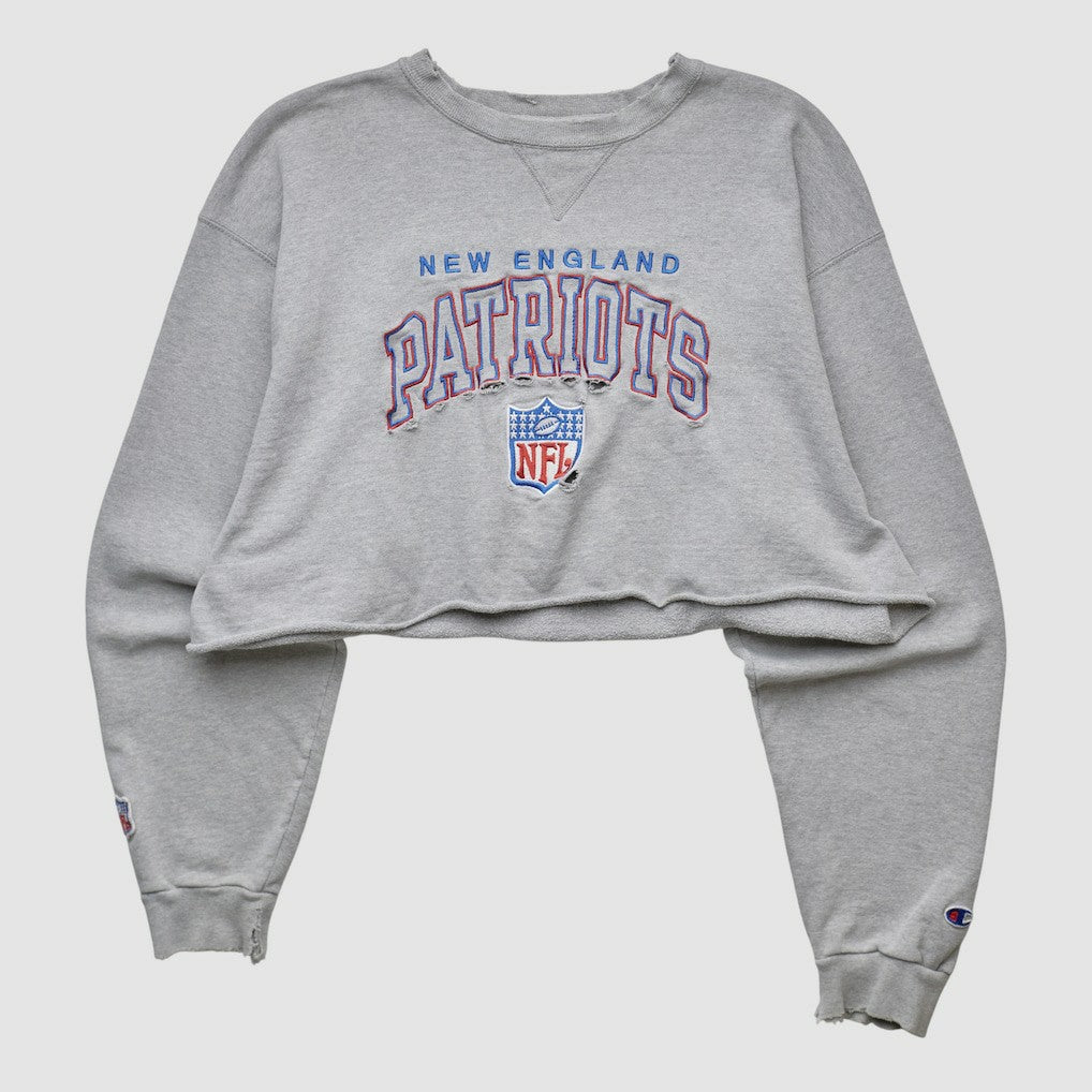 New England Patriots Champion 90s Pullover Sweatshirt - Heather Gray Vintage on sale