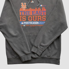 New York Mets Majestic 2015 Hooded Pullover Sweatshirt Charcoal Vintage