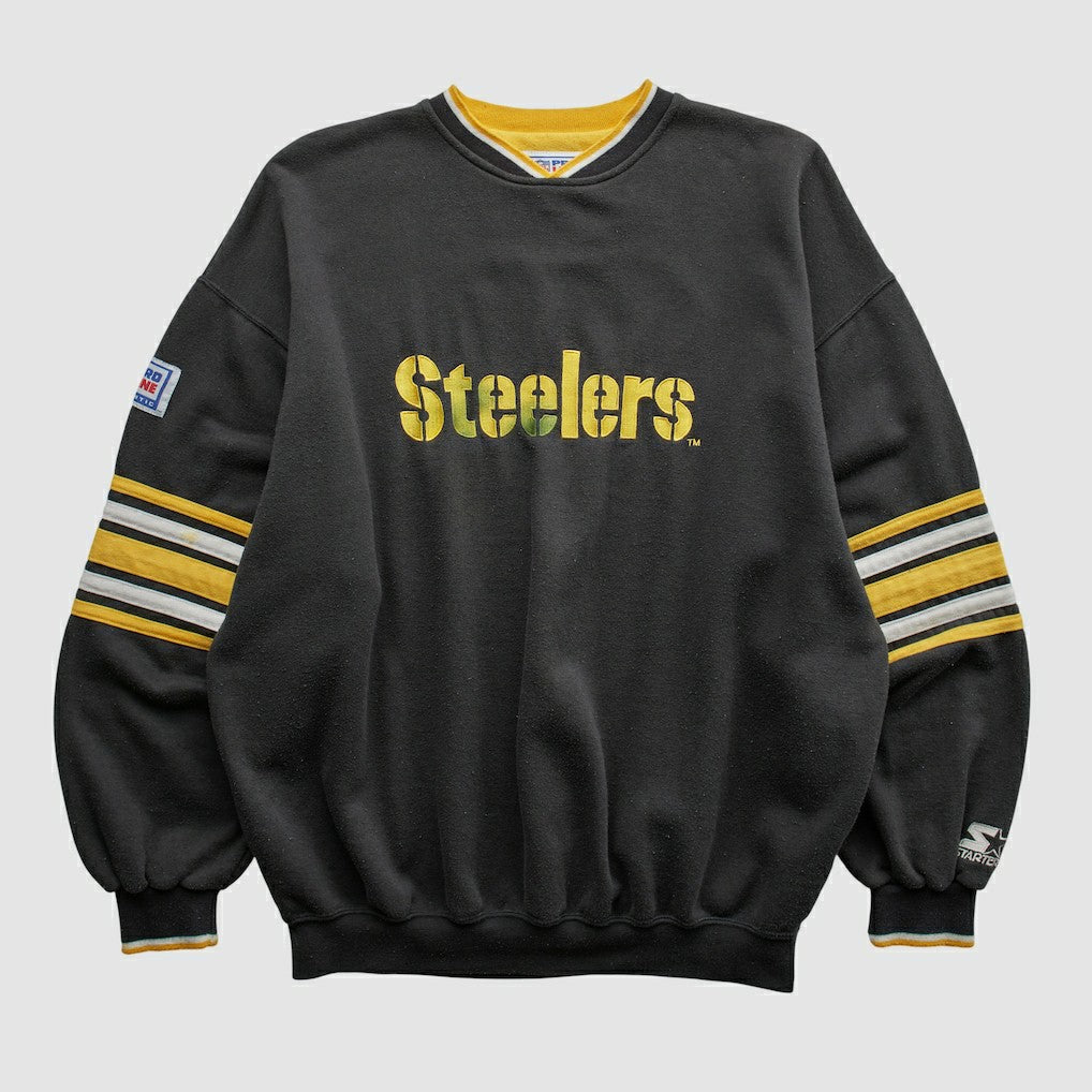 Pittsburgh Steelers Starter 90s Pullover Sweatshirt - Black Vintage discount
