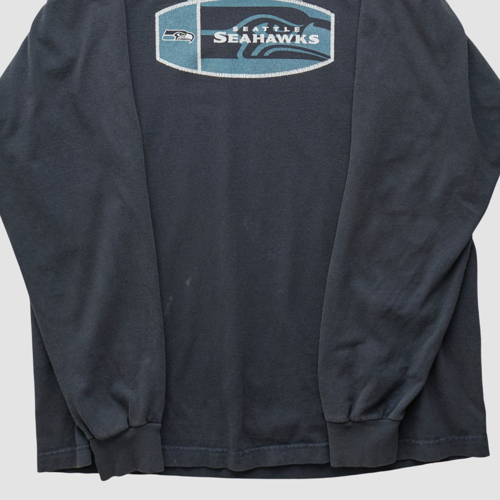 Seattle Seahawks Reebok 2000s Long Sleeve T-shirt - Black Vintage for sale