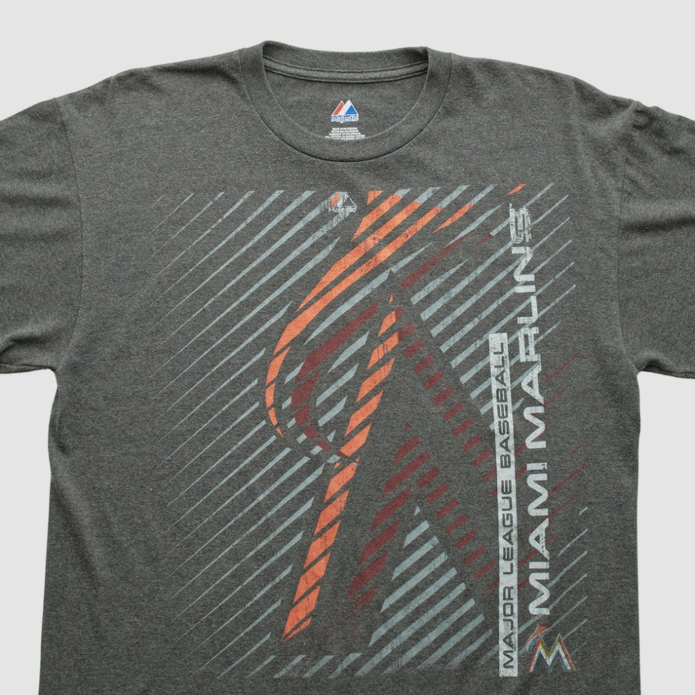 Miami Marlins Majestic 2000s T-shirt Dark Heather Gray Vintage