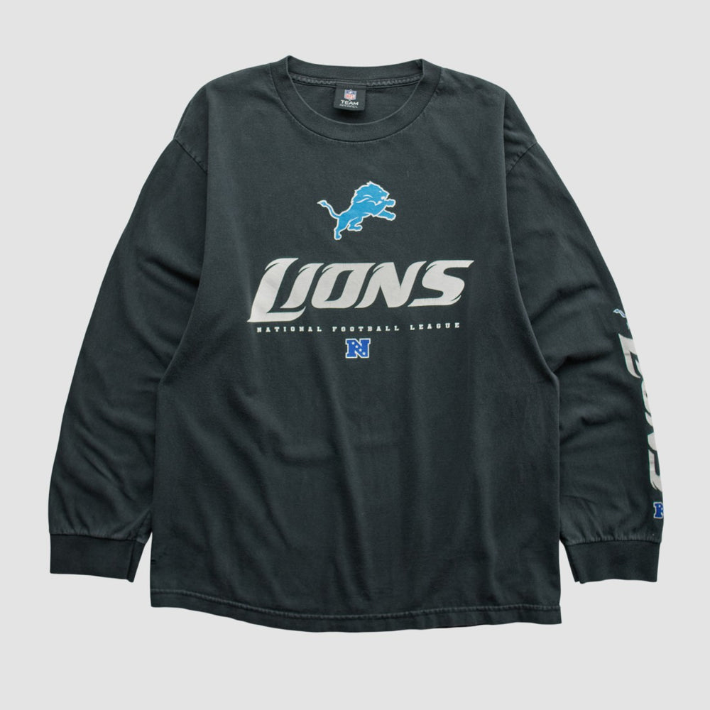 Detroit Lions NFL 2010s Long Sleeve T-shirt - Black Vintage discount