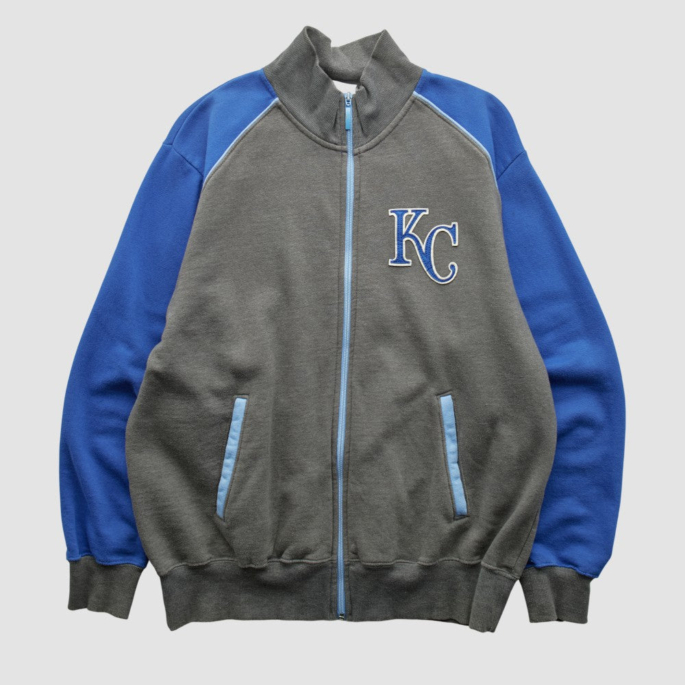 Kansas City Royals Majestic 2000s Full Zip Sweatshirt Dark Heather Gray Vintage
