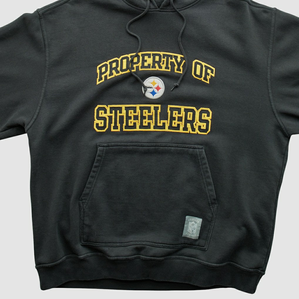 Pittsburgh Steelers Reebok 2000s Hooded Pullover Sweatshirt - Black Vintage discount