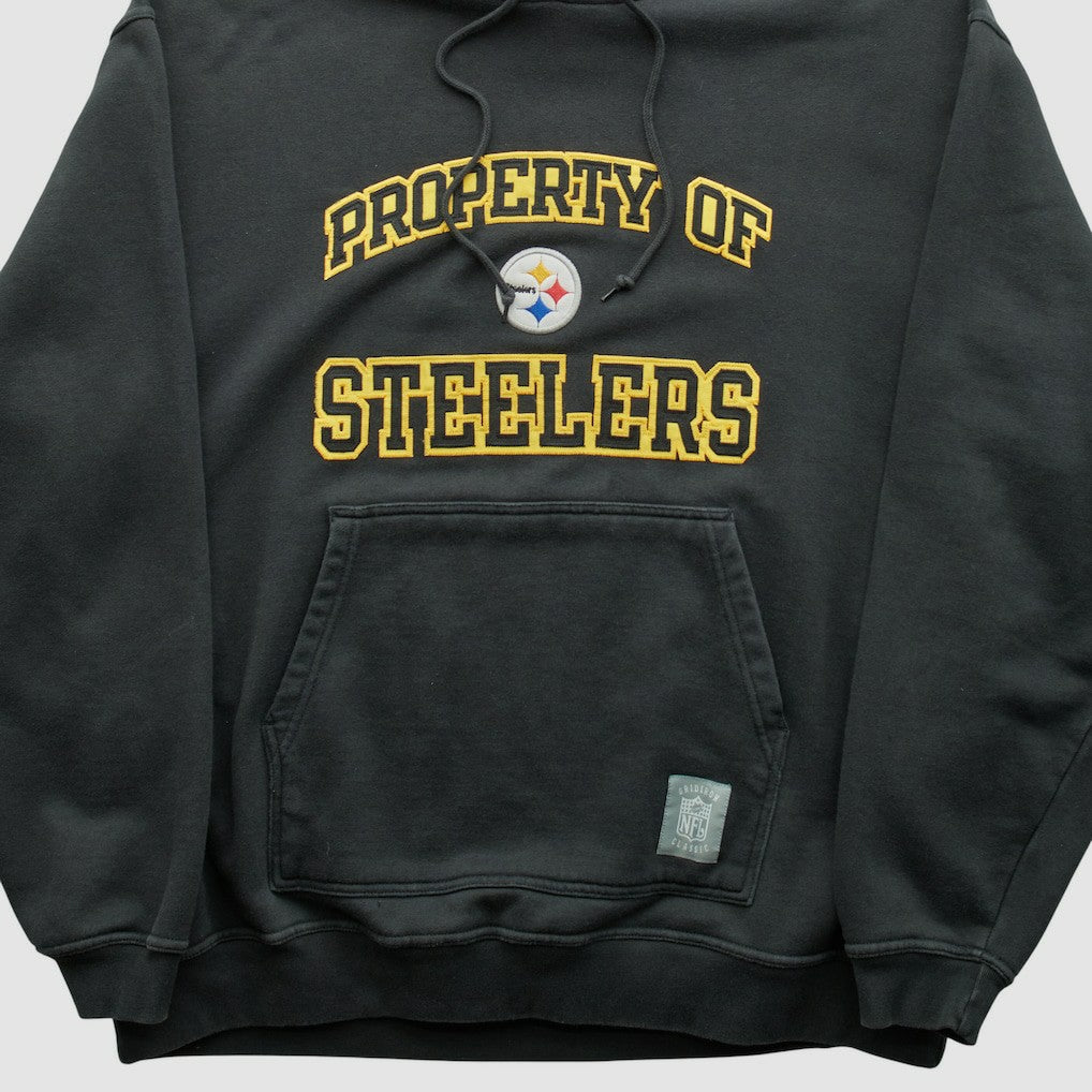 Pittsburgh Steelers Reebok 2000s Hooded Pullover Sweatshirt - Black Vintage discount