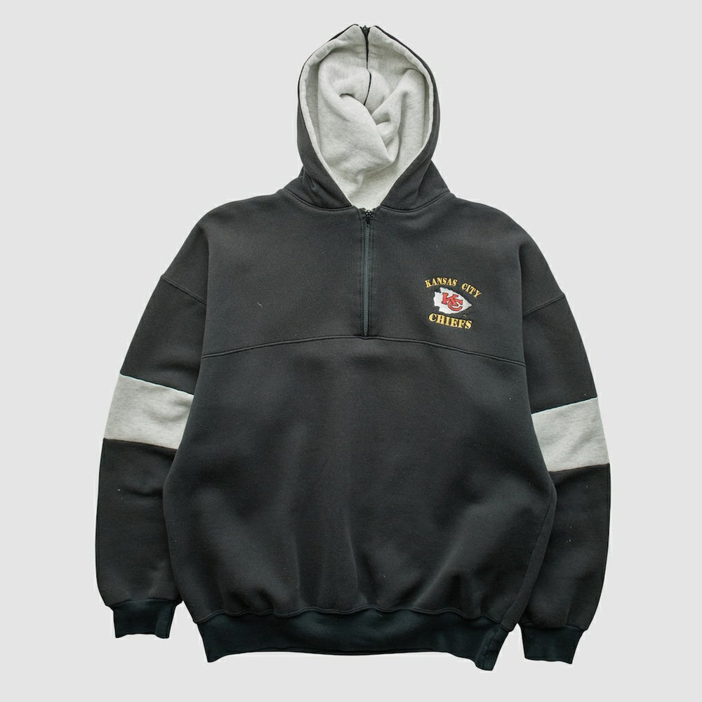 Kansas City Chiefs Dodger 90s Hooded 1/4 Zip Sweatshirt - Black Vintage online