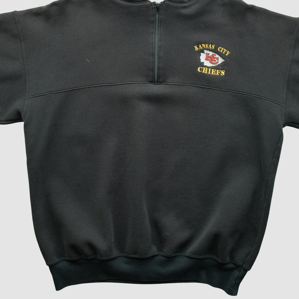 Kansas City Chiefs Dodger 90s Hooded 1/4 Zip Sweatshirt - Black Vintage online