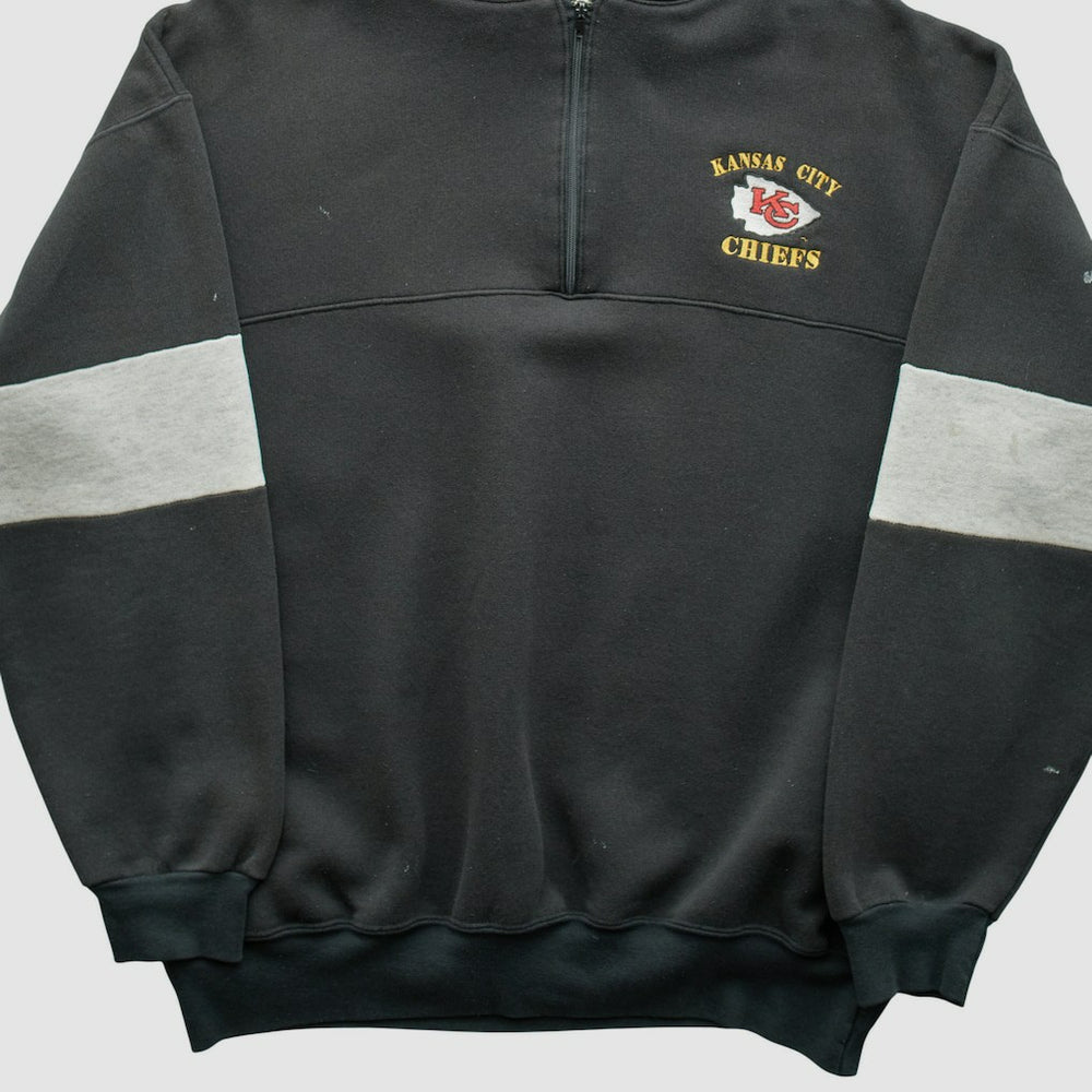 Kansas City Chiefs Dodger 90s Hooded 1/4 Zip Sweatshirt - Black Vintage online