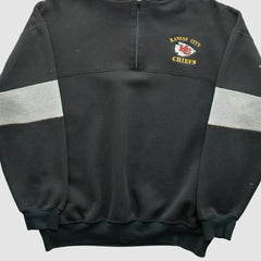 Kansas City Chiefs Dodger 90s Hooded 1/4 Zip Sweatshirt - Black Vintage online