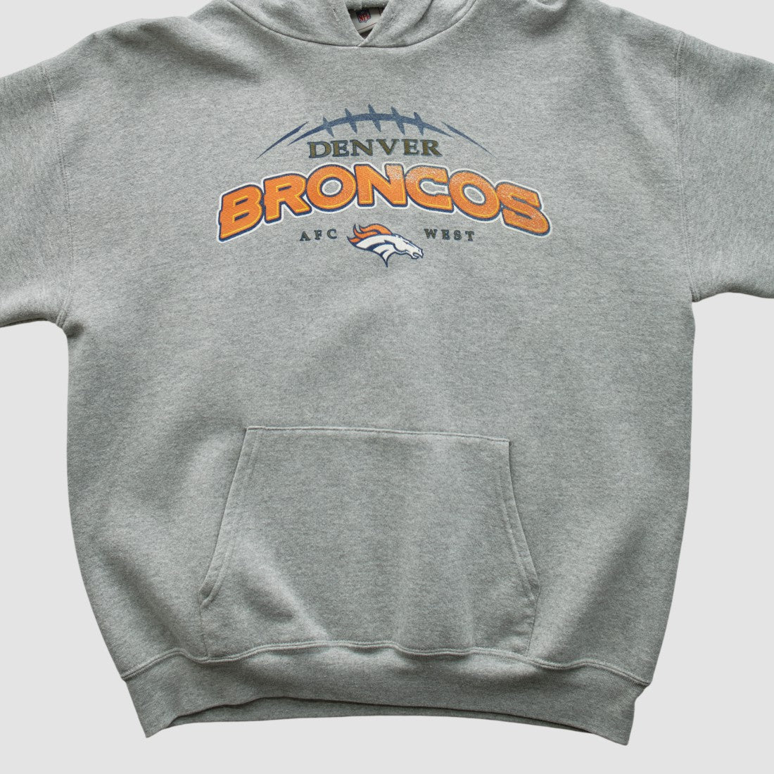 Denver Broncos NFL 2000s Hooded Pullover Sweatshirt - Heather Gray Vintage sale